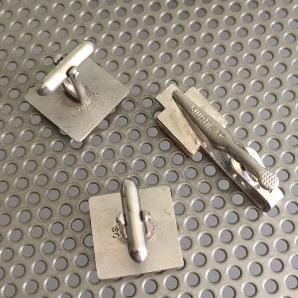 Swank So Signed R Initialed Cufflinks & Tie Clip - image 6